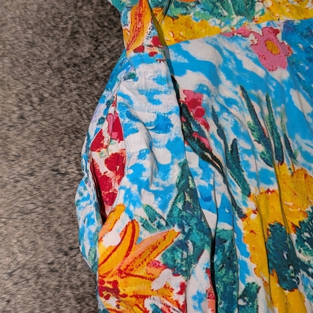 Jams World Vintage Sun Dress With Pockets Doyle Sunflower Print Women's Medium - Picture 4 of 7